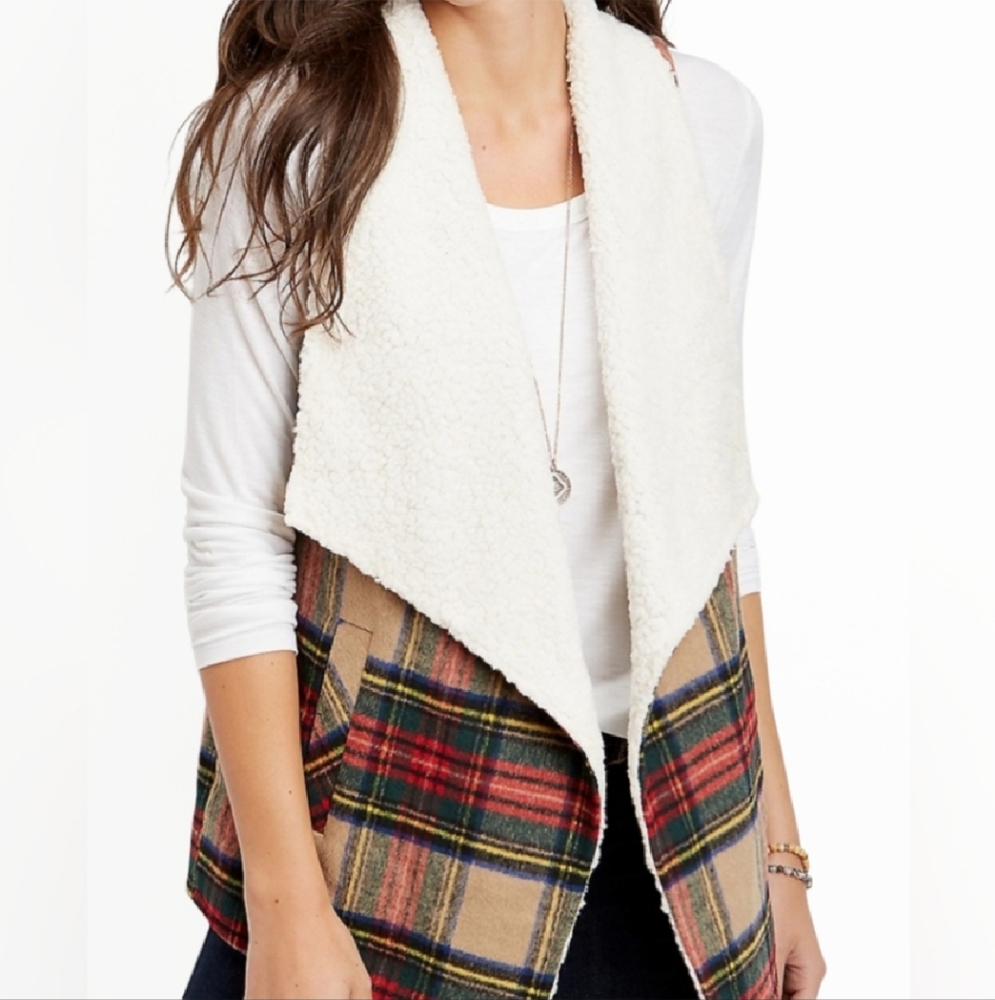 Maurices Plaid Plaid Sherpa Vest Preppy Cabincore Womens Size XXL